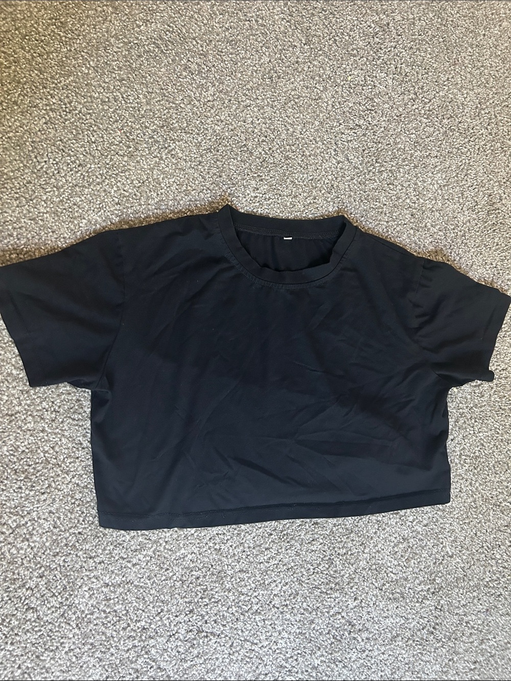 Women's Black Crop Tee - Classic Crewneck
